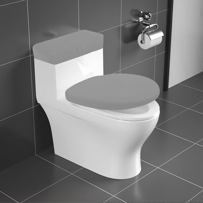 AZHCHKE Toilet Lid Cover and Toilet Tank Lid Cover  Bathroom Toilet Lid Seat Cover Set  Stretch Washable Spandex Fabric Toilet Protector Cover  Fits Most Toilet Tanks & Lids Gray - Image 2